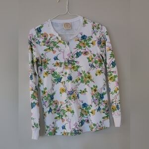 Floral Long Sleeve Henley Top